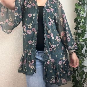 Sheer Floral Kimono American Eagle Outfitters